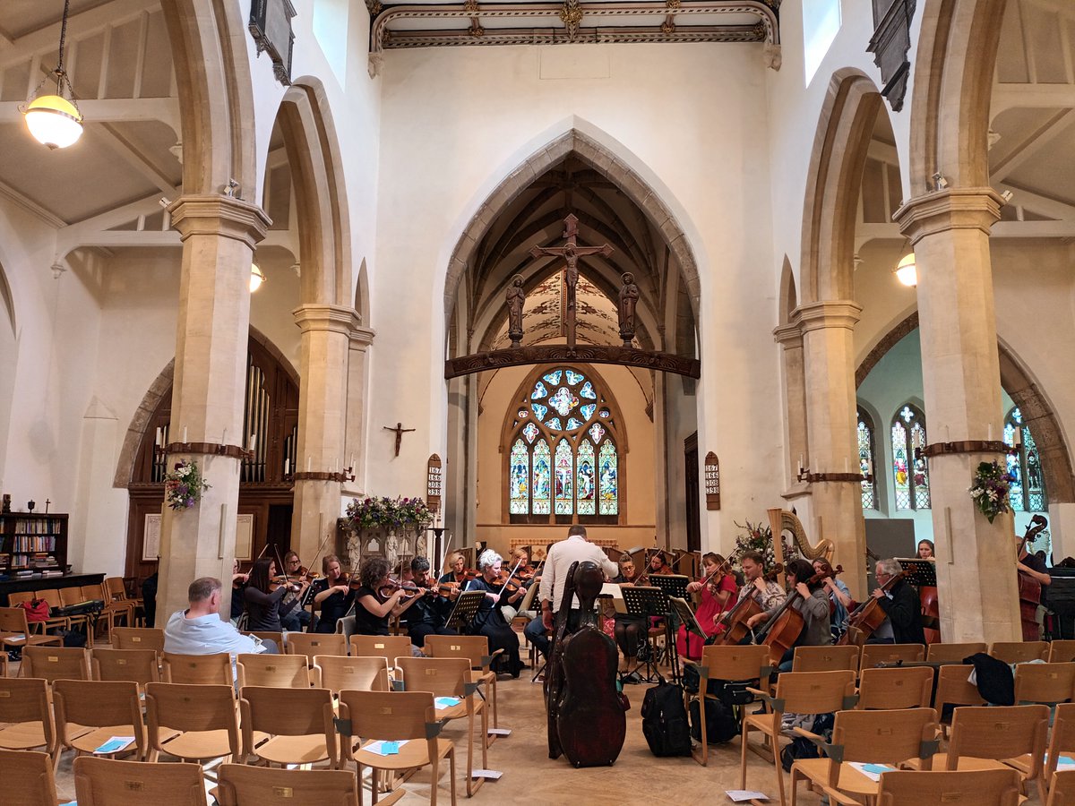 The ECO are at the general rehearsal for tonight's performance at the beautiful Holy Trinity in Minchinhampton, #gloucestershire as part of the @MusicinCC concert series joined by @patrickhawes and @MaredEmyrHarp Tickets & Info: musicincountrychurches.org.uk