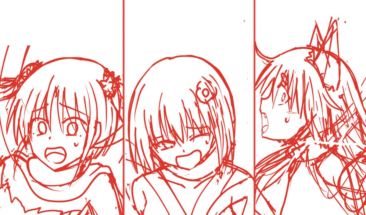 今日の作業ここまで。残りのイベント絵のラフを描いてました。 #今日のゲーム作業 