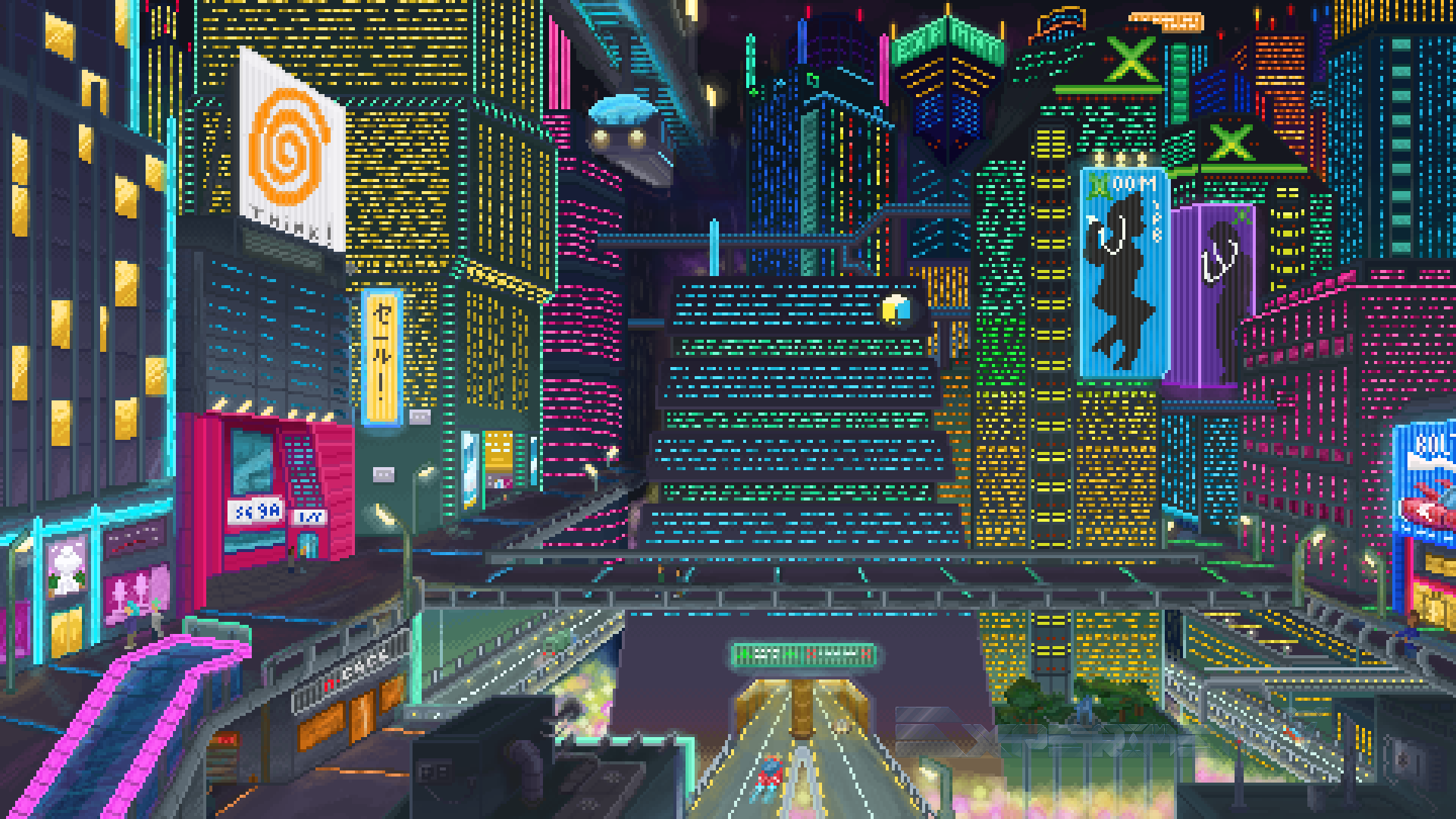 Cyberpunk City Pixel Art, HD wallpaper