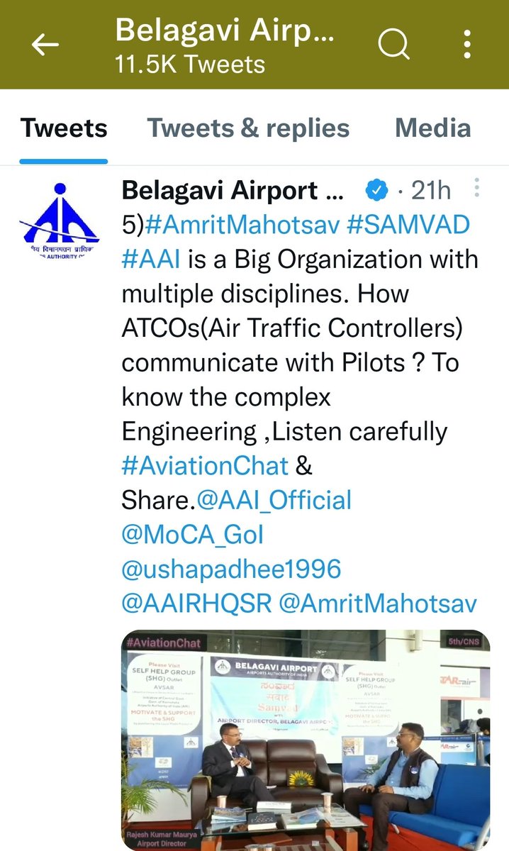 aaiblgairport's tweet photo. #AzadiKaAmritMahotsav
Acft:B737-800
189Seater)by @flyspicejet
Delhi paxFootfall:
28th May,
Arr fromDelhi-181/189
Dep toDelhi-183/189
Ist #AviationChat with #CNS officer conducted at #BelagaviAirport.
Visit SHGs outlet at Airport.
@AAI_Official @MoCA_GoI @ushapadhee1996 @AAIRHQSR https://t.co/rUprSLuMZx