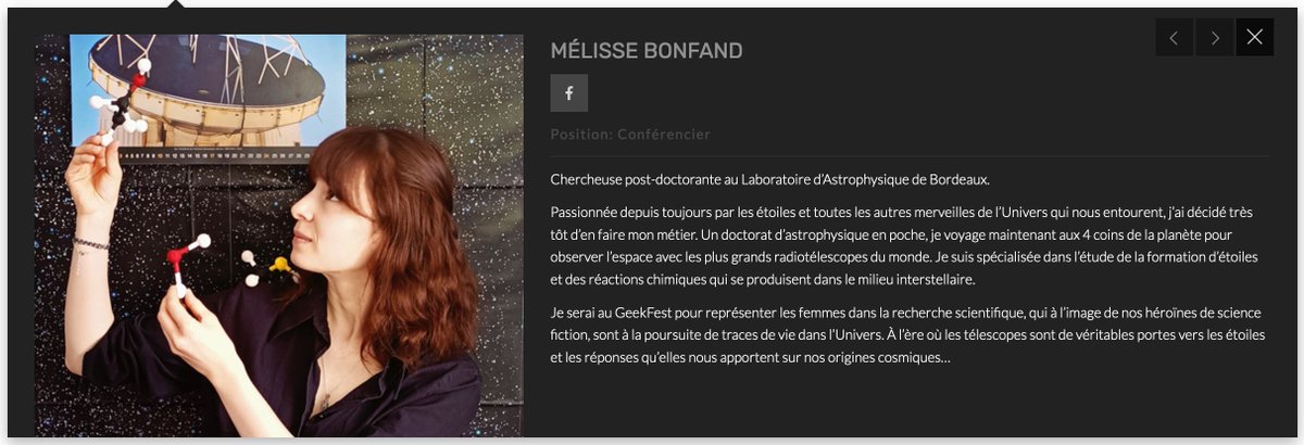 Demain (dimanche, 15h) au GeekFest, Mélisse Bonfand du LAB, donnera une conférence intitulée : Les étoiles : un portail vers les origines de la vie dans l'Univers Plus de détails sur la programmation ici : bordeauxgeekfest.com/planning/ @OASUnivers @univbordeaux @CNRSAquitaine