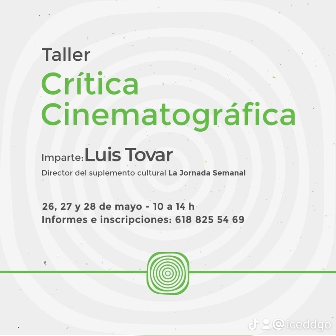 iceddgo's tweet photo. Último día del Taller de Crítica Cinematográfica que imparte @luistovars el Director del Suplemento Cultural "La Jornada Semanal"

📍Casa de la Cultura de 10 a 14 hrs

#Durango #Cultura #Cine 🎬🎥 https://t.co/jLeSwiyElO