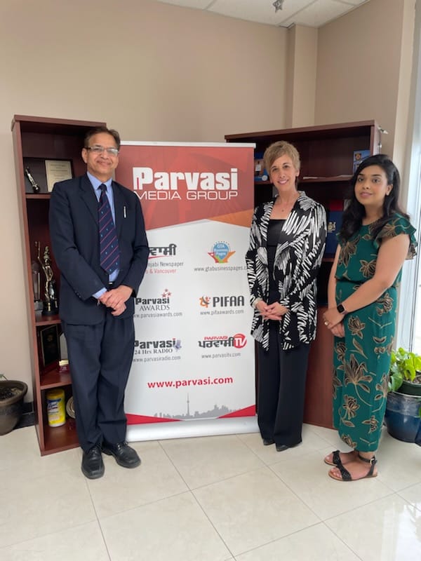 Parvasi_Group's tweet photo. President of Algoma University, Asima Vezina, and her team visited Parvasi Media Group in Mississauga and shared important issues related to the influx of international students in Canada. Brampton campus has grown from 68 students to 3000 in the last 3 years and 80% are Indians. https://t.co/meuKFaEbvY