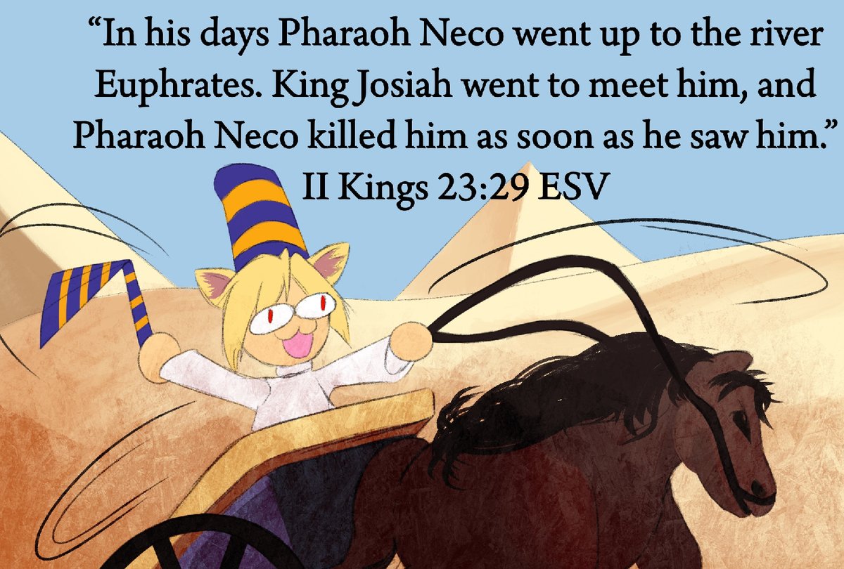LlofriuArt's tweet photo. Year of Neco Arc, day 148/365 
(Week of Ancient Egypt, day 7/7)

This isn't a joke—it's really in the bible. Look it up.

#necoarc @necoposting https://t.co/jow6OgnxUc