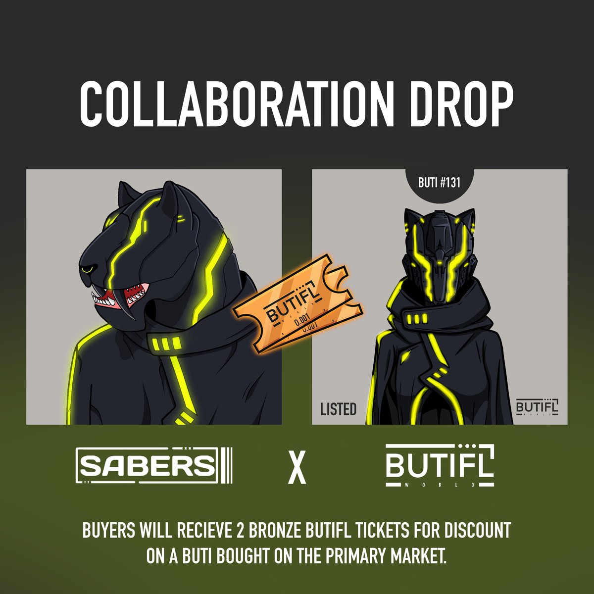 Here it is! 
@saberszikaru
 x @butiflnft ! Rocking a cool futuristic Saber suit! Going live on Opensea now and buyers will each receive two bronze BUTIFL tickets!

opensea.io/assets/matic/0…… 

#nft #nfts #nftcommunity #nftgiveaway #waifus
