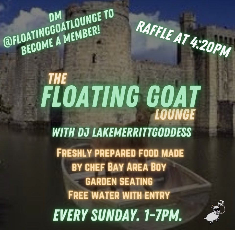 You are personally invited to dance, eat, puff, with me, The Official Background Dancer of The Floating Goat Lounge. 
Every Sunday!! #floatinggoatlounge #hellapositive #djblackwoman #officialbackgrounddancer 
#420friendly #vetfriendly #hellapositive
