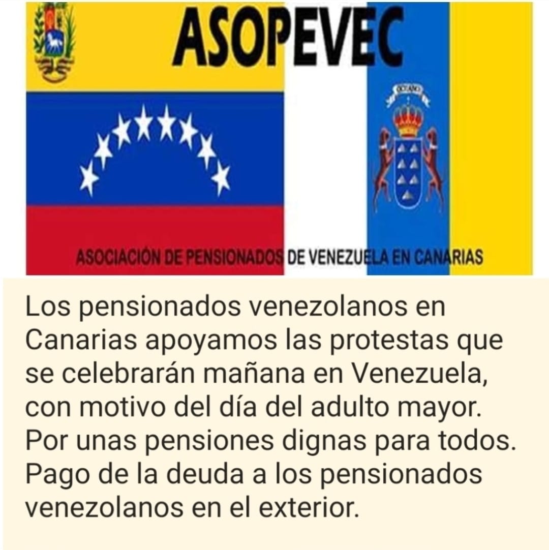 RedApejuvex's tweet photo. @asopevec Miembro de esta RED, se une a la convocatoria y apoyo a la actividad  de protesta de mañana  #29Mayo 2022 en #Venezuela  donde los @PensionadosVzla mantienen nuestra lucha por derechos constitucionales.
Los adultos mayores tenemos derechos https://t.co/IDWLLFB1Po