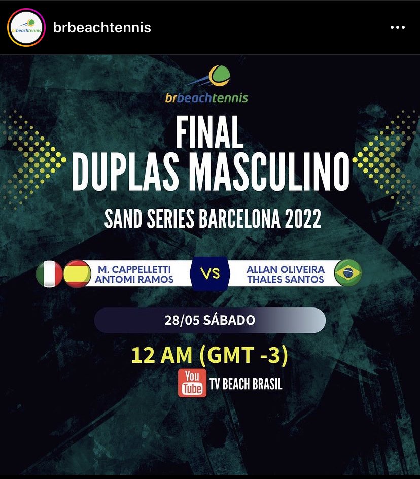profhenriquebt's tweet photo. FINAL DUPLAS MASCULINA SAND SERIES BARCELONA 2022 

Rolando agora a final no canal do YouTube @tvbeachbrasil 

#beachtennis #beach #tennis https://t.co/mnJv1M2bpf