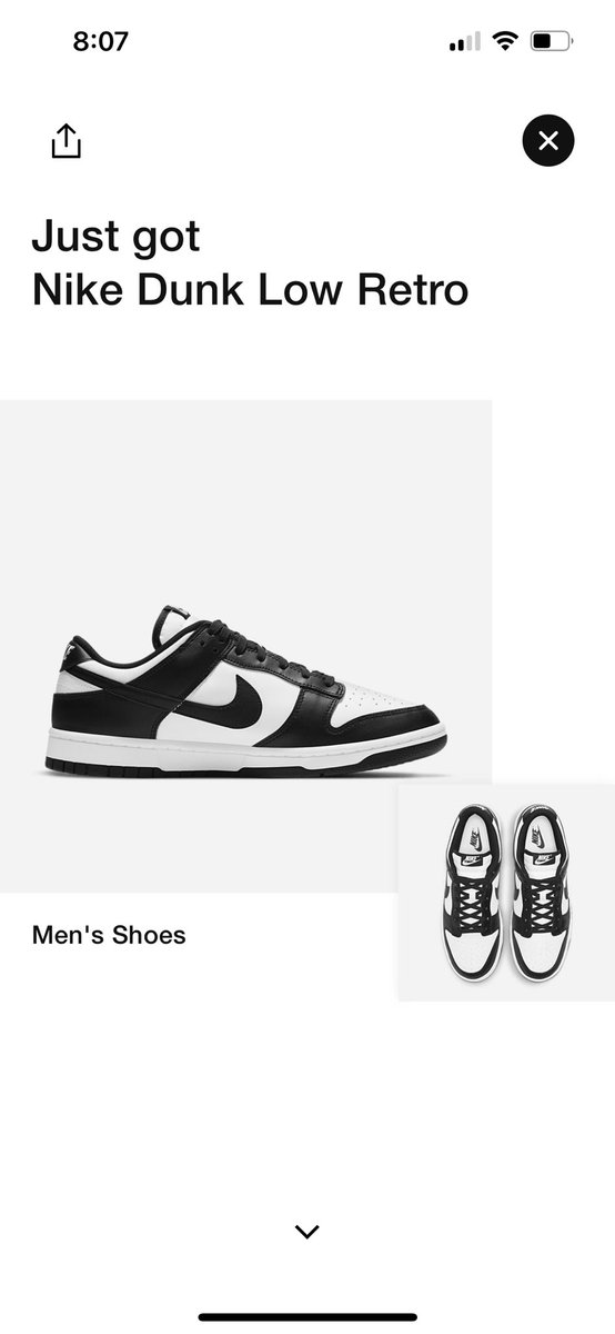 jupiterx90's tweet photo. @SnkrsStock Woke up after 8, saw your tweet notification, jumped on the Nike app and somehow hit 😭🙌 https://t.co/2Zlxcsp2Nt