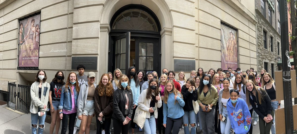 Bison_Caeruleus's tweet photo. Shaker Latin students at the amazing Pompeii in Color exhibit at NYU’s Institute for the Study of the Ancient World! We saw beautifully detailed frescoes that adorned homes in Pompeii! Students interacted enthusiastically, &amp; learned a lot! @NCSD_WL_ENL @NorthColonieCSD @isawnyu https://t.co/q5TwydNhHI