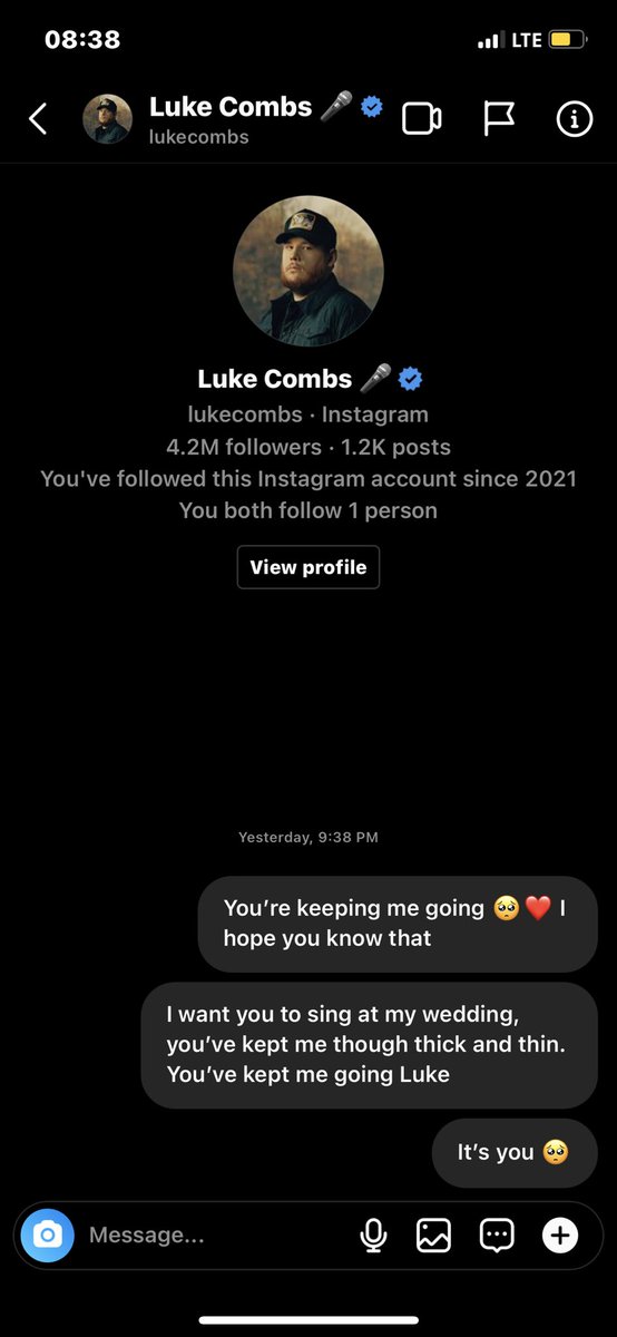 zolabraham's tweet photo. Not me drunk messaging Luke combs 🤦‍♀️ well hope for the best I guess 🤣 https://t.co/LRFwTGkyrk