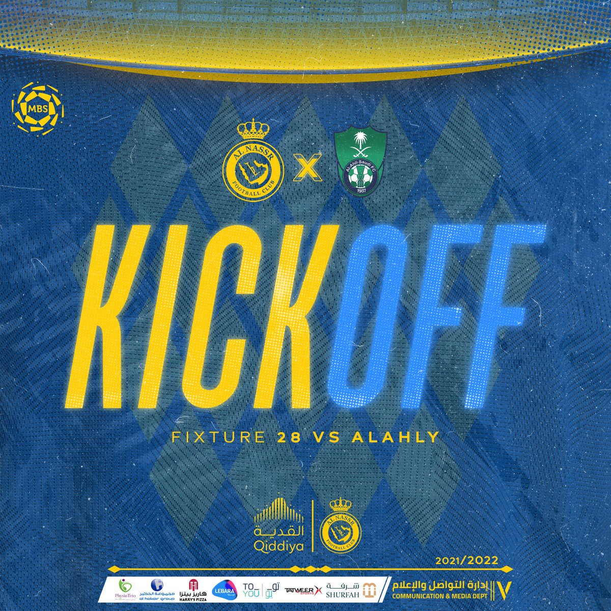 ▶️ | صافرة البداية!
تنطلق الآن مباراة #النصر_الأهلي

بالتوفيق يا عالمي 💪💛