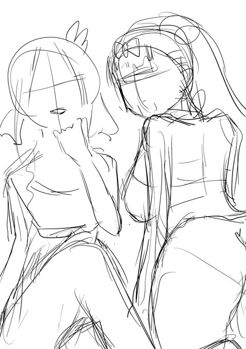 何枚かラフ考えてみたけど、どれが見栄えしますかね🐧❓もうちょい描き込まないと比較にならないですかね🐧❓もしこの構図がいいってのがあればリプ欄のアンケートポチッとしてもらえると助かります🐧🙏🏻✨ 