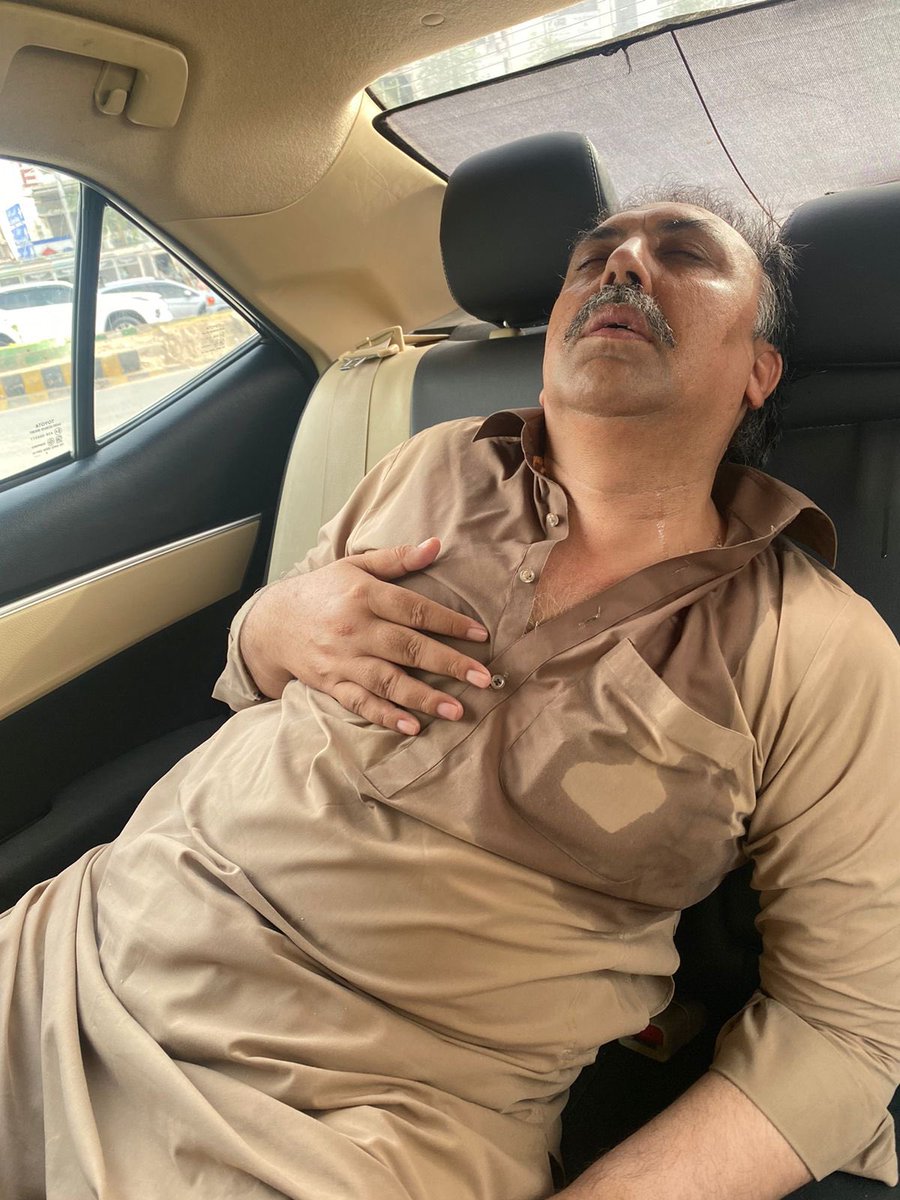 DrSeemaSZia's tweet photo. @PTIofficial Twice tear gas was fired and burst on the face of MPA Sindh Shah Nawaz Jadoon. He inhaled too much gas and heart started sinking &amp; BP dropped and was rushed to hosp and was admitted for a day https://t.co/sfou08i5ee