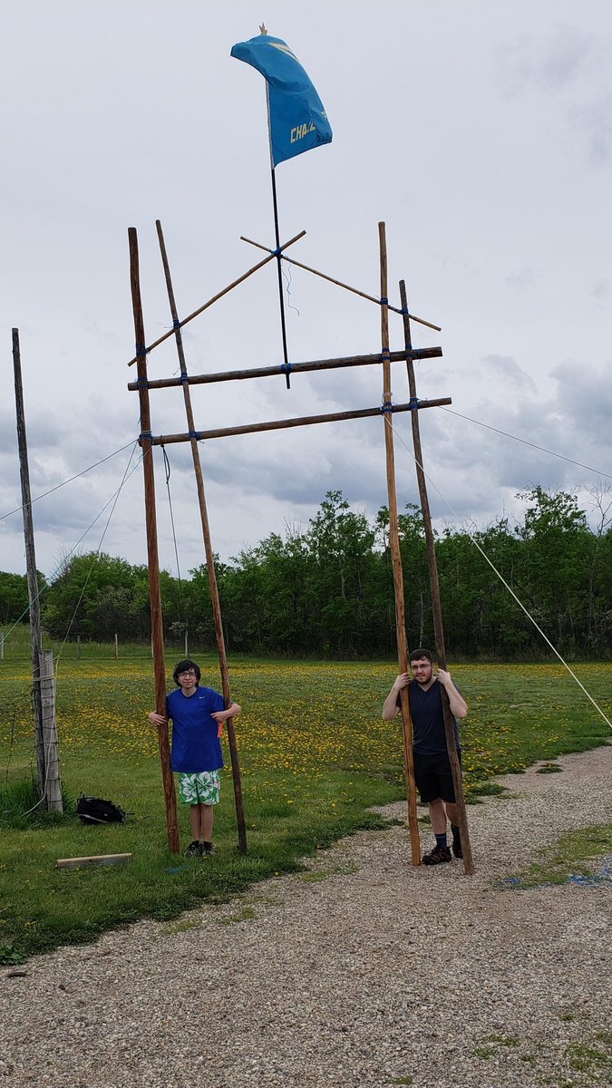 Real86Rovers's tweet photo. The @Real86Rovers and @Regina86th Vents spent the day building a truely magnificent gate for campfire. #scoutsdostuff https://t.co/6whzFMr4Jg