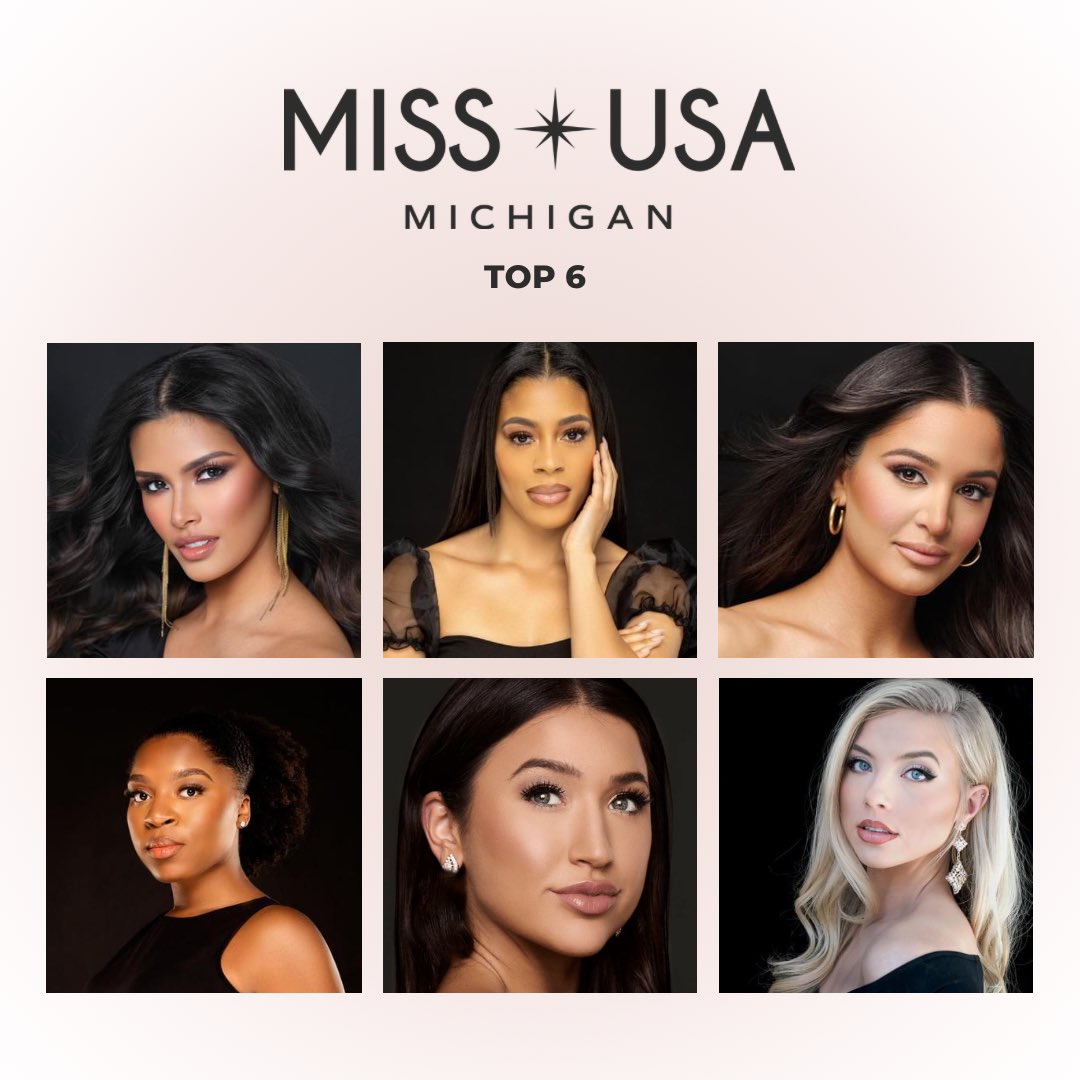 The #MissMichiganUSA 2022 Top 6 are Farmington Hills – Leticia Ferreira, North Southfield – Aurora Nash, Great White – Christina Loukopoulos, University District – Myya Jones, Lighthouse – Shelby Sacco and Plymouth – Aria Hutchinson! <a href="/RealProcProdMUO/">Proctor Productions</a> <a href="/McMorranPlace/">McMorran Place</a>