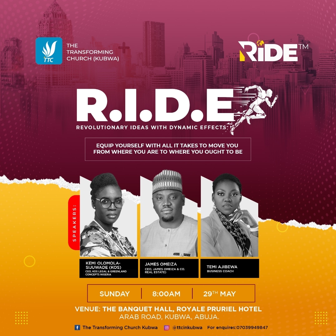 TheAyodeleJosh's tweet photo. Are you ready for a R.I.D.E? 
Let's go!!! 
Tomorrow at Royale Pruriel Hotel, along Arab Road, Kubwa, Abuja. 
It's going to be revolutionary! https://t.co/TwQ8oIeOms