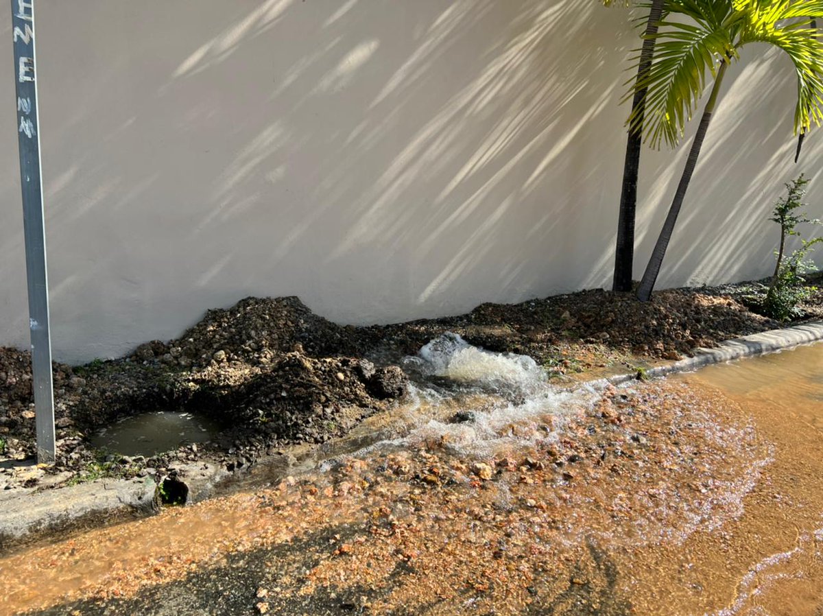 Atención <a href="/caasdrd/">CAASDRD</a> hay una avería en la calle Cul de Sac Madre Carmen González urbanización Las Praderas, favor tomar las medidas de rigor.