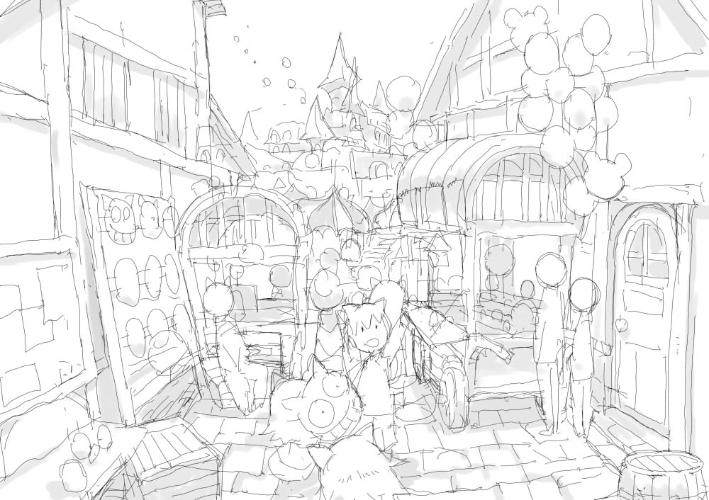 #背景版深夜の真剣お絵描き60分一本勝負 
お題：カーニバル