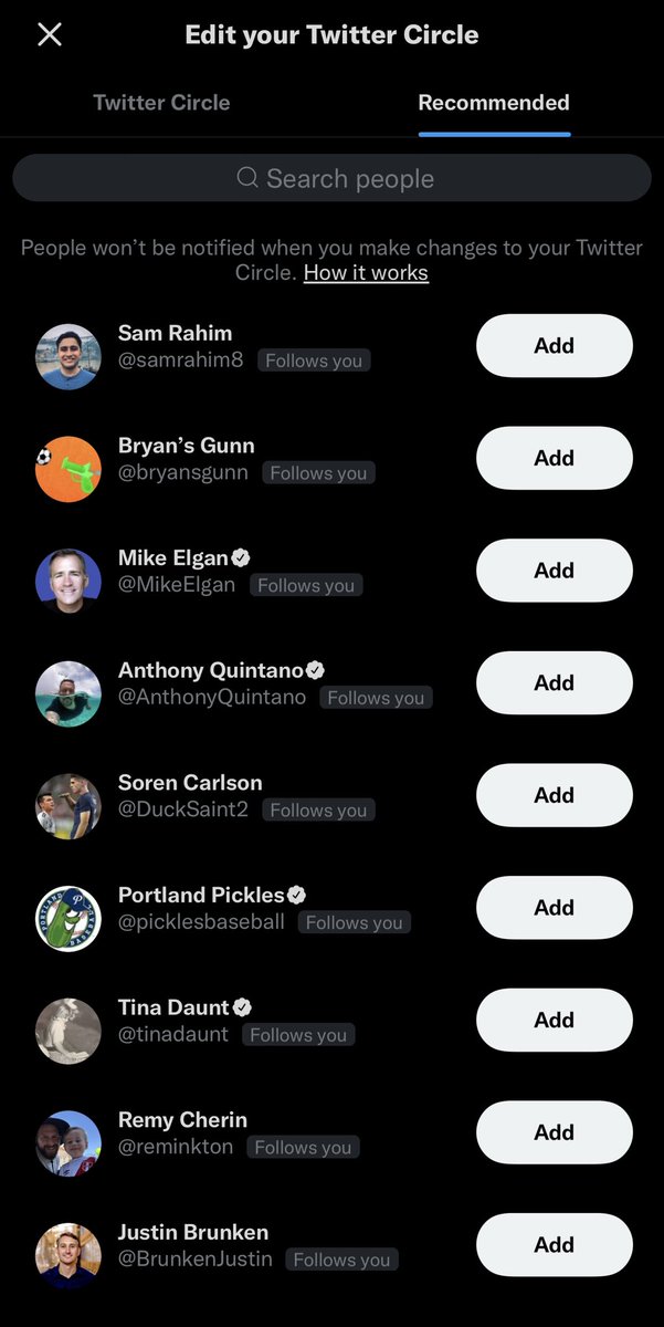 adnys's tweet photo. #TwitterCircle (private tweets to up to 150 people) early thoughts:
- it’s non-intuitive + a pain to set up
- no tools to help narrow 16k+ to <150 ppl
- obvs copy of Instagram Close Friends
- like the #DunbarNumber use (s/o Path)
- feel like I want different groups for each tweet https://t.co/kGuYxfd8zY