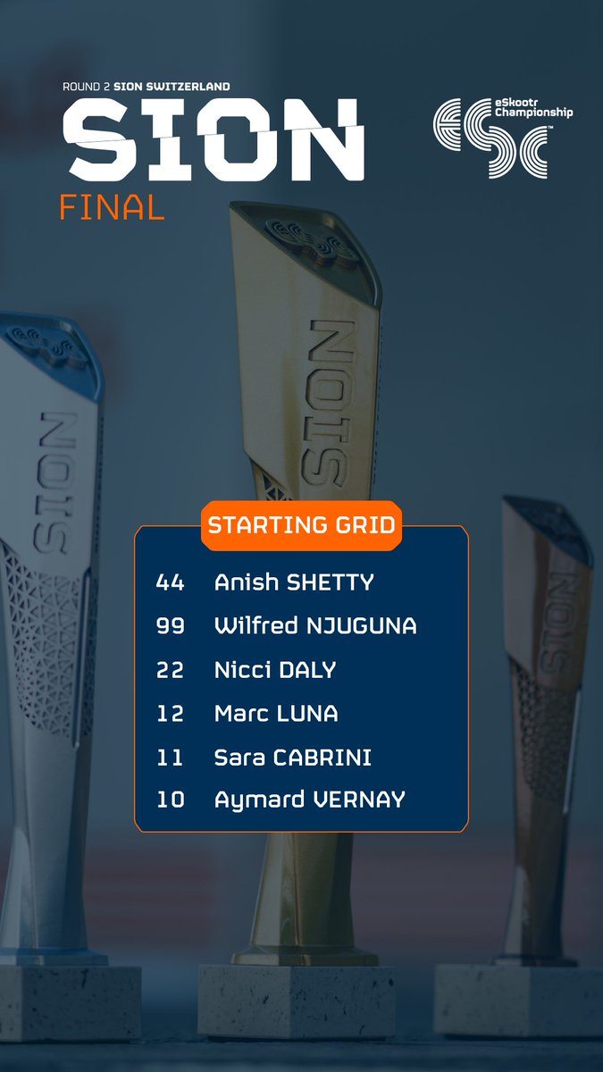Who will take home the trophies from Sion?

Watch it live on the eSC Fan Hub esc.live ⚡️🛴

#eSkootr | #eSCRacing