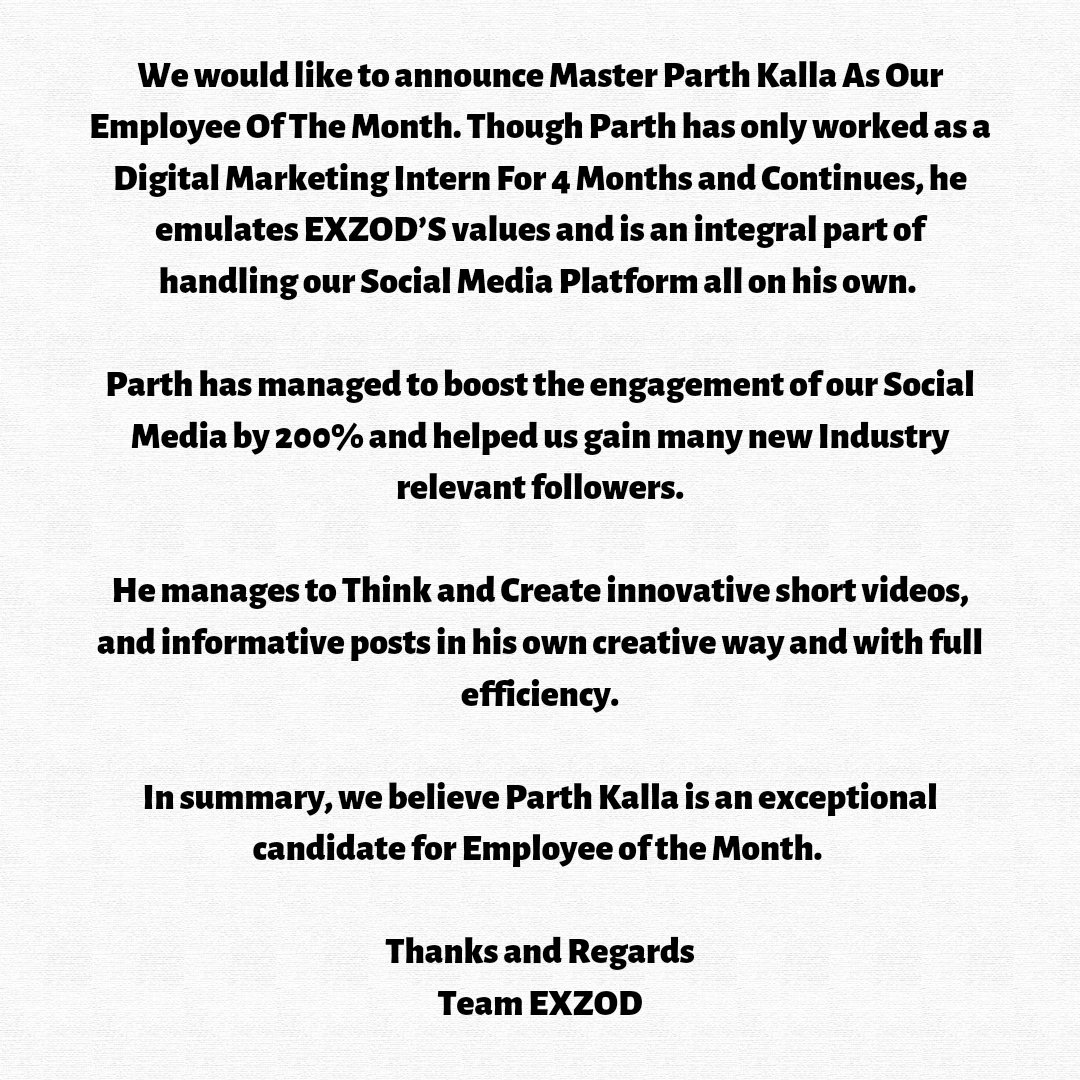 Exzod_India's tweet photo. Congrats Mst. Parth Kalla For Being Honest Towards Your Work 👏 From Team EXZOD !

#exzodindia #exzodpallets #woodenpallets #wood #supplychainmanagement #supplychain #parthkalla #digitalmarketing #digitalmarketingagency #digitalmarketingtips #employeeofthemonth #employee https://t.co/gDMkkHHpl2