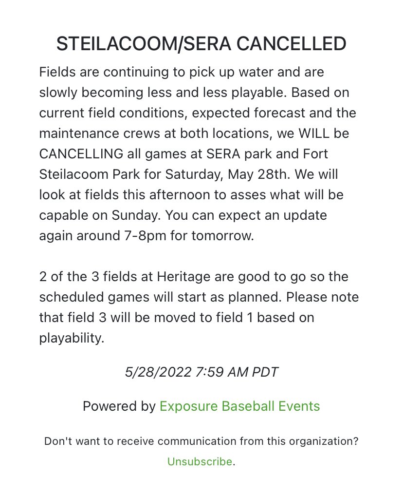 bre_grubbs's tweet photo. @SeattleElite It’s tricky to find if you’re not signed up for app notifications, and games affected have not been cancelled in the app, but if you’re headed to SERA, all games are cancelled today. https://t.co/0m0n8FMGZm