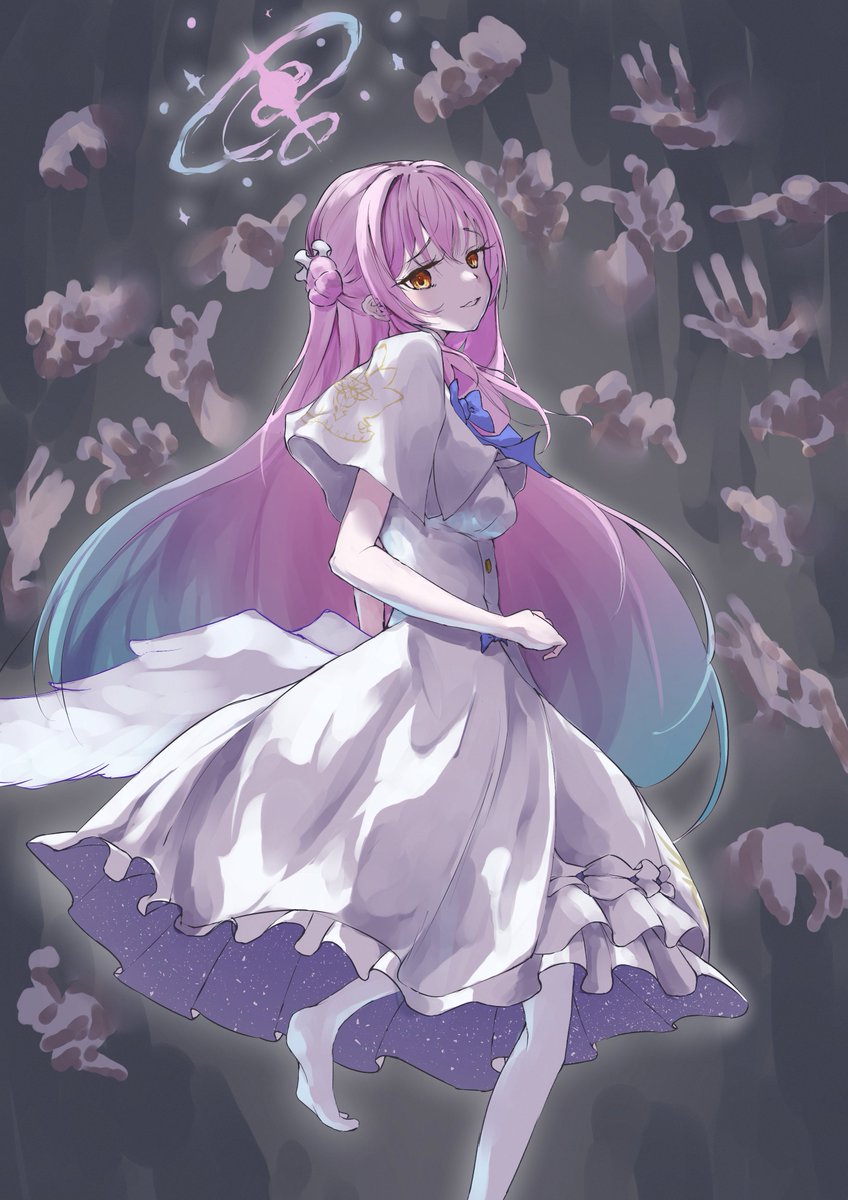 mika (blue archive) 1girl long hair pink hair halo dress solo single side bun  illustration images