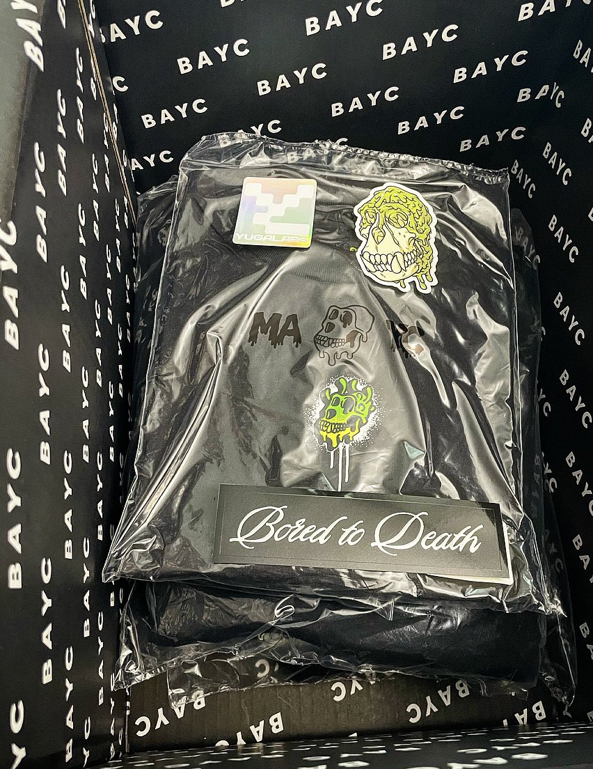 SteveKBark's tweet photo. Ohhhhhh snap the first part of my @BoredApeYC merch order arrived!! LFG!! 🛥🦧 https://t.co/eMNYSlBnwc