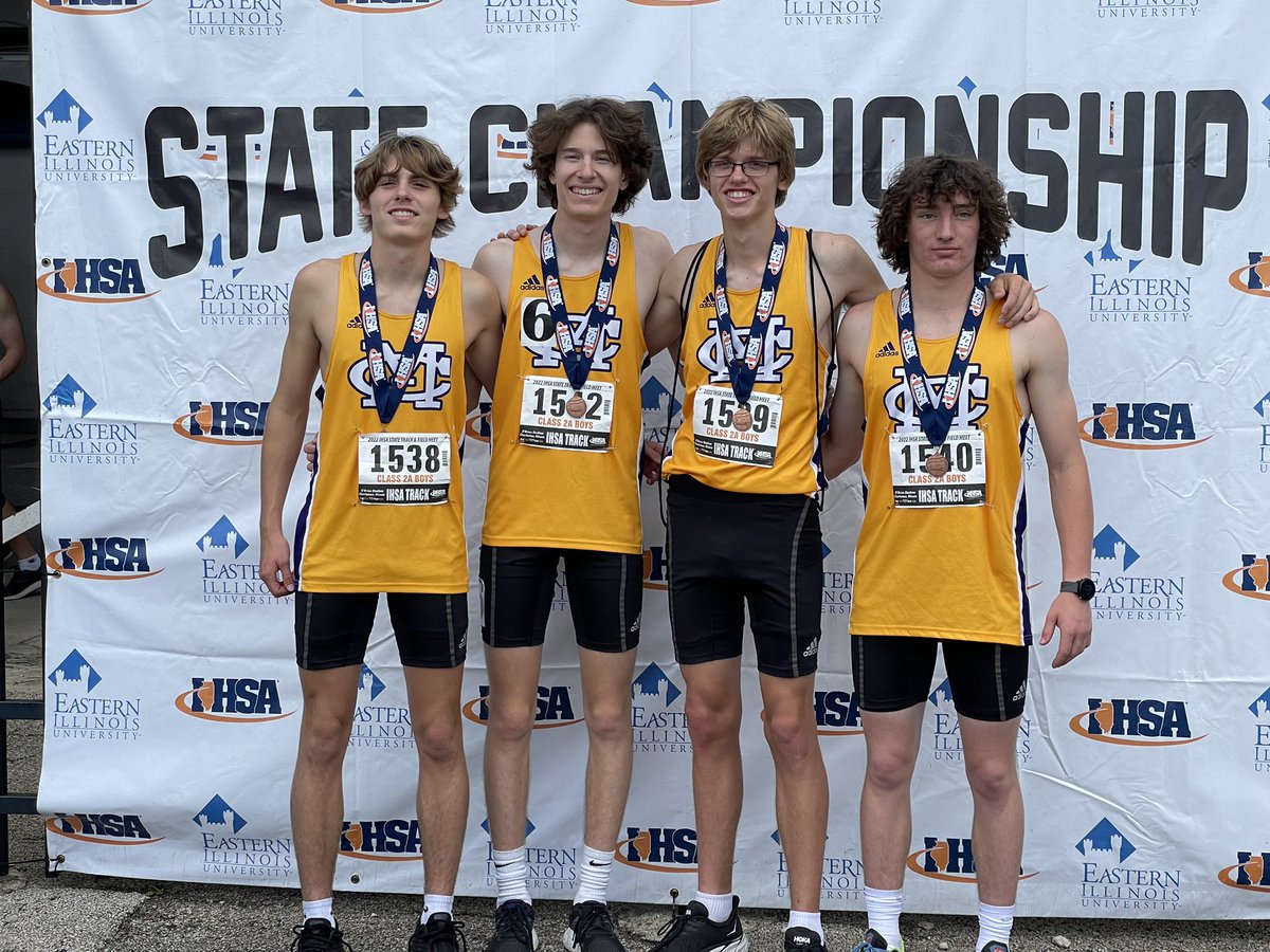 Congrats to the 4x800 team of Eldridge, Naugle, Dutton and Henderson for finishing 8th in the 4x800 today at state! This is the first medal in school history!