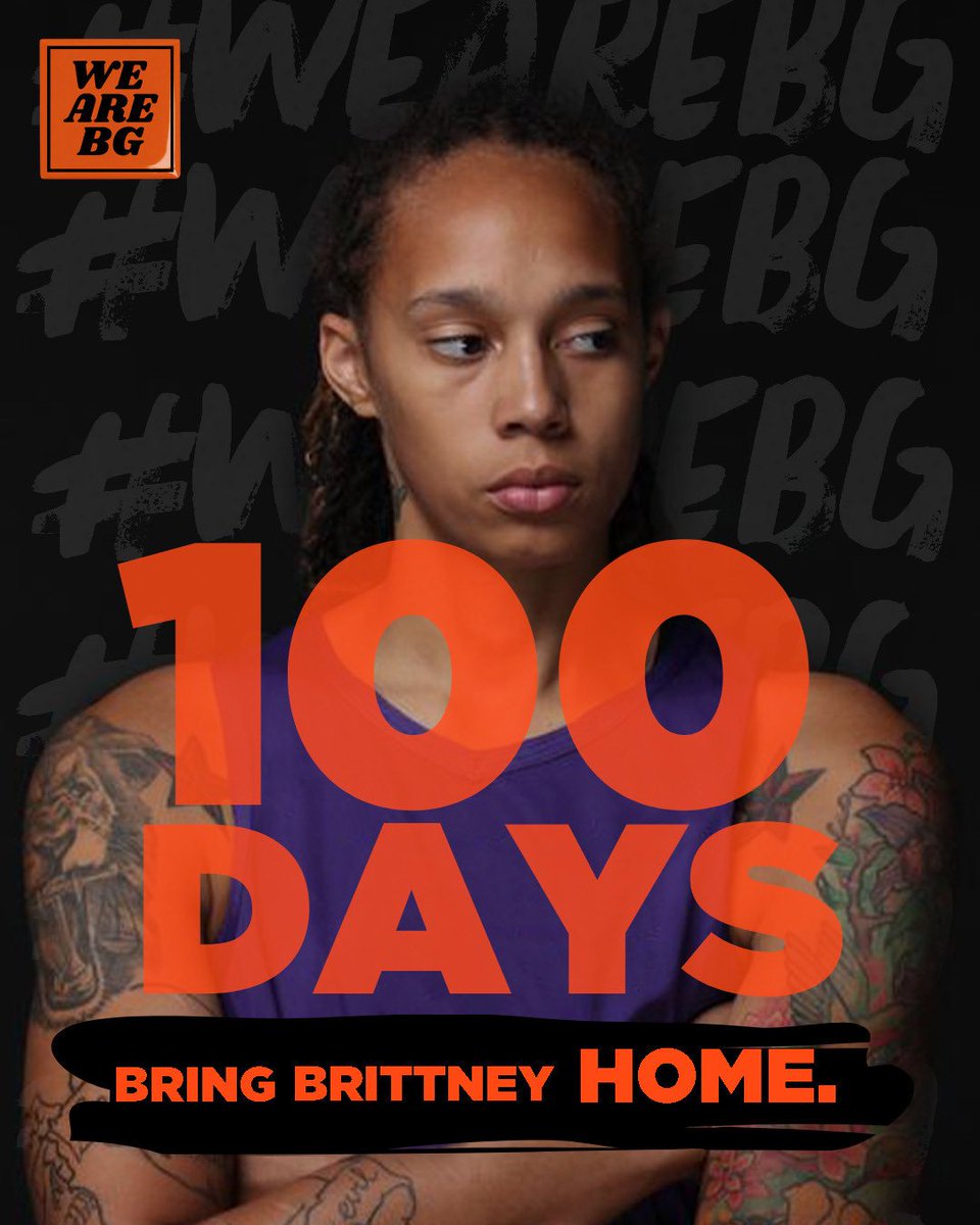 100 Days
2,400 Hours
8,640,000 Seconds
IT'S TIME TO BRING BRITTNEY HOME!

Visit smsg.ai/hnSb0k or call the White House at (202) 456-1111 demanding BG's release #WeAreBG #BrittneyGriner
