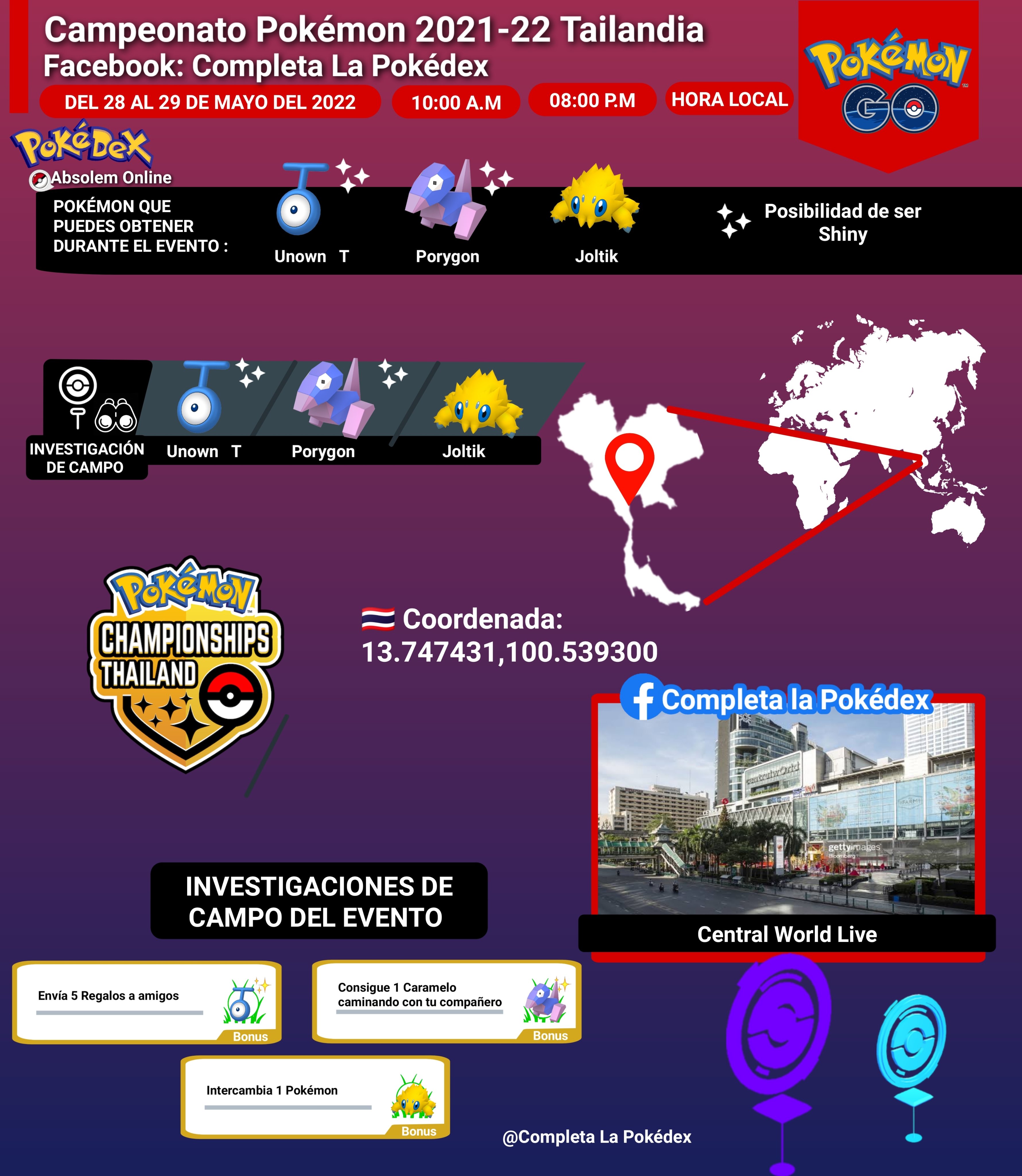 💯✨🕵👀 ENGEL GO 🚨📱 💯✨ on X: 📌🥳🎉✨Campeonato Pokémon Tailandia 🇹🇭  Coordenadas: 13.7474,100.5393 ➡️✨ If You are lucky you can get a Shiny Unown  T ✨ Credits to @PokemonGoAbs #PokemonGO  / X