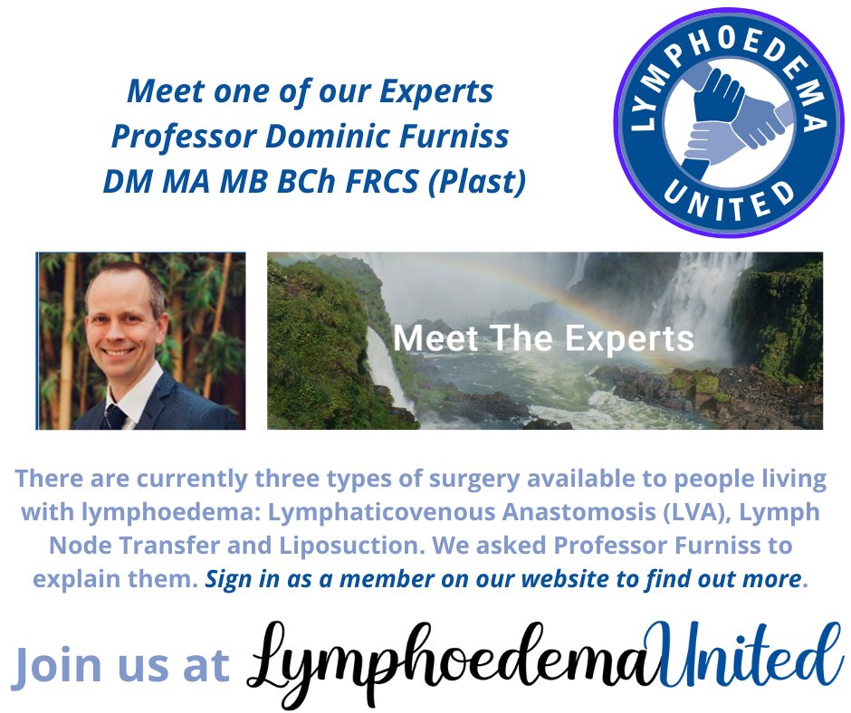 LymphUnited's tweet photo. If you have lymphoedema and are considering surgery visit Prof Furniss on Meet the Experts section of our website. He provides information about LVA, Lymph Node Transfer and Liposuction.  Weblink in Bio. #Lymphoedema #olp #lymphies #lymphie #lva #liposuction #Lymphnodetransfer https://t.co/bYVW9Qk6H6