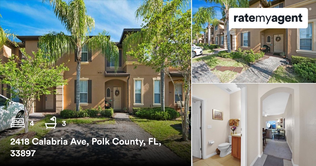 VeeSellsHomes's tweet photo. 4 🛏 3 🛀  
📍 2418 Calabria Ave, Polk County, FL, 33897

My latest sale on #ratemyagent
https://t.co/2b01UtNTQS https://t.co/lUzVI8ptsg