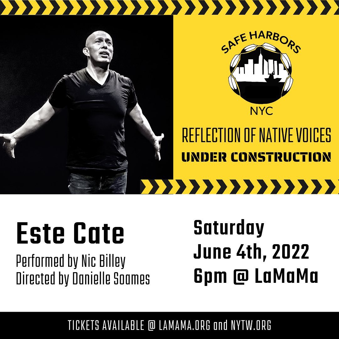 LaMaMaETC's tweet image. The third annual Reflections of Native Voices Festival presents three solo workshopped pieces to be featured and showcased by Murielle Borst-Tarrant (Kuna/Rappahannock), Nic Billey (Choctaw), and Henu Josephine Tarrant (Kuna/Rappahannock, Hopi, Ho-Chunk).