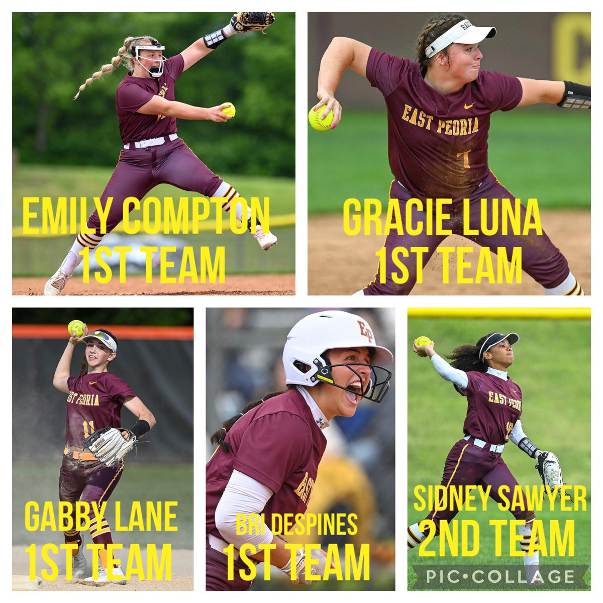 EpRaidersSB's tweet photo. Congratulations to our all conference selections:

1st Team:
@EmilyCompton88 
@bridespines04 
@GracieL36032245 
@_gabriellelane_ 

2nd Team:
@Sidney_Sawyer16 https://t.co/j0x4Y1CDEY