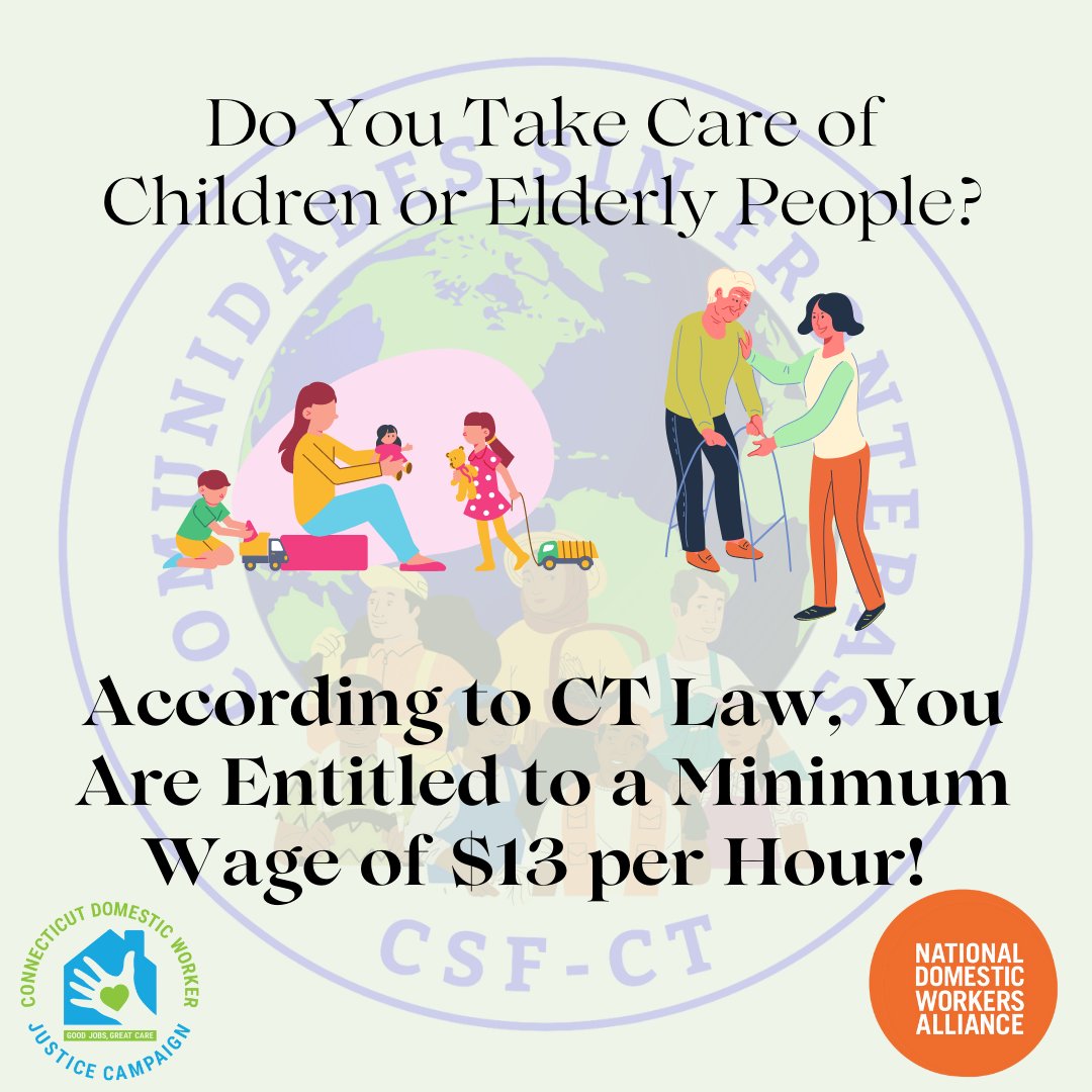 CSFNorwalk's tweet image. 📣📣THANKS TO CT LEGISLATION AND DOMESTIC WORKER ACTIVISM YOU HAVE CERTAIN RIGHTS THAT ARE GUARANTEED TO YOU📣📣
If you want to know more about how to defend your rights, join our group here: forms.gle/TfG5Tv8hR9JkpZ…