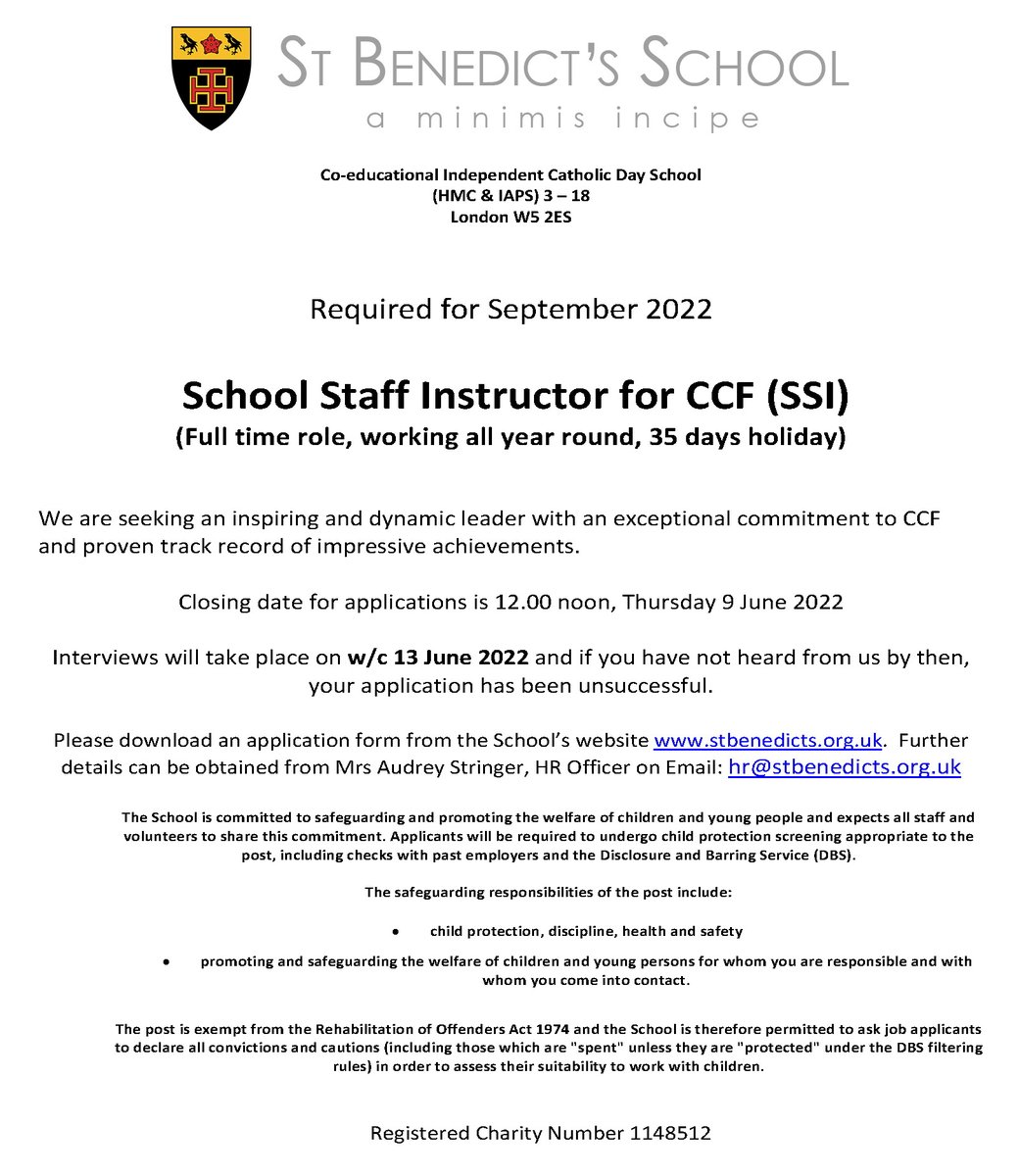 St Benedict’s School CCF tweet media