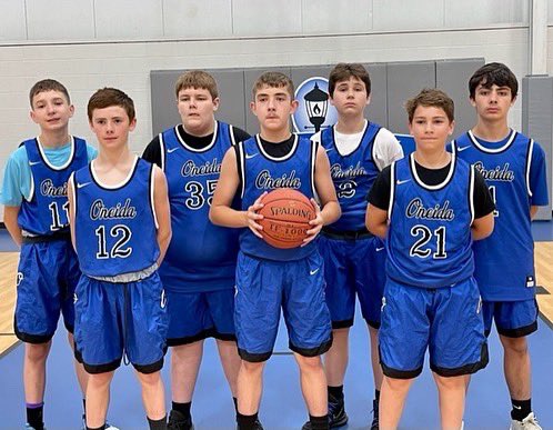 obibasketball's tweet photo. Our Travel Team is lookin’ spiffy!!!! Today’s tournament is off to a great start, won the first game. Next one just started!! #letsgochamps #fortheO #weareONEida 🔥🏀 https://t.co/TKFPaxU5aM