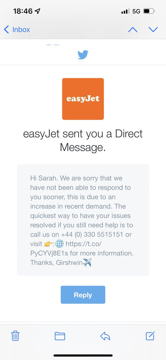 Mapara_F's tweet photo. And when @easyJet respond they can’t even get my name right! https://t.co/fD6txyJKX0
