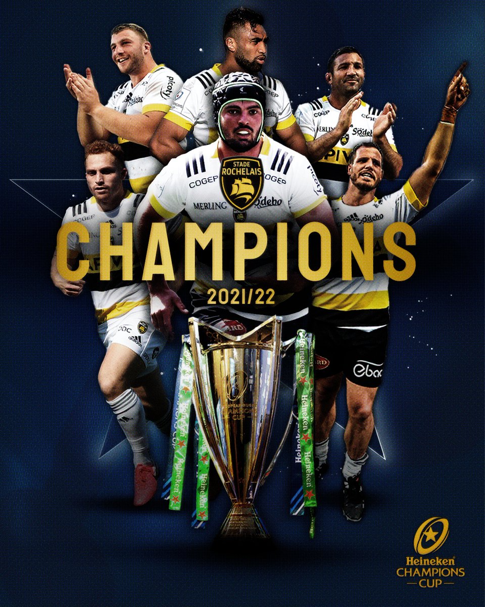 ChampionsCup's tweet photo. REDEMPTION 🏆

A first star on the jersey for @staderochelais ⭐️

#HeinekenChampionsCup https://t.co/jGrZonQzG1