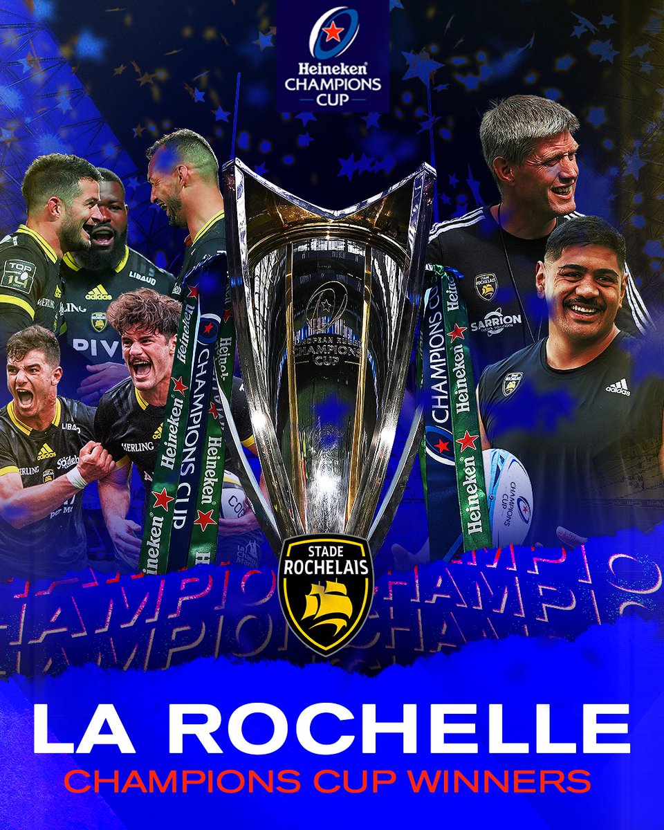 La RoGchelle! 💛🏆

Ronan O'Gara guides French outfit La Rochelle past Leinster to win their first <a href="/ChampionsCup/">Investec Champions Cup</a> title.

#HeinekenChampionsCup