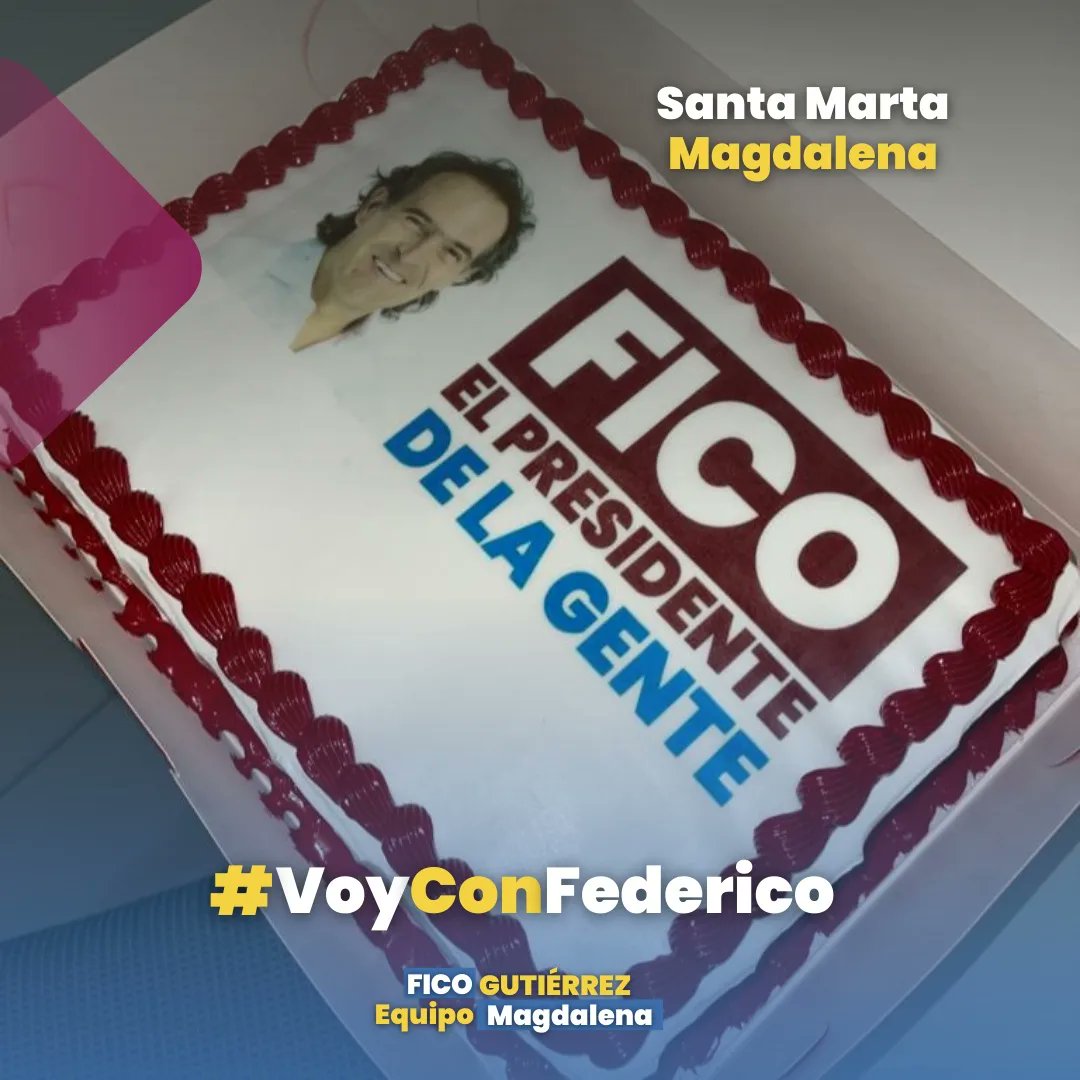 SantaMartaFico's tweet photo. Ser parte de la FICOMAN��A es decir con total seguridad y convicción: ¡VOY CON FEDERICO! 💛💙♥️ 

¡Se parte de esta gran transformación! ¡Sube tu foto con el #VoyConFederico y súmate a la FICOMANÍA! 🇨🇴🇨🇴

#VoyConFederico 
#FicoPresidente 
#SantaMartaConFico
#LaCasaDeLaGente https://t.co/47xa7cL6Qn