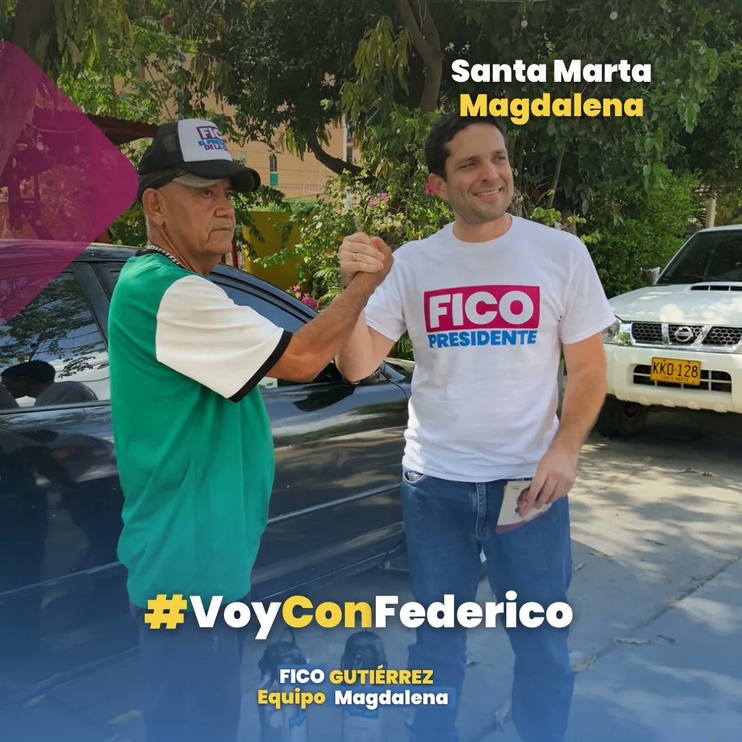 SantaMartaFico's tweet photo. Ser parte de la FICOMAN��A es decir con total seguridad y convicción: ¡VOY CON FEDERICO! 💛💙♥️ 

¡Se parte de esta gran transformación! ¡Sube tu foto con el #VoyConFederico y súmate a la FICOMANÍA! 🇨🇴🇨🇴

#VoyConFederico 
#FicoPresidente 
#SantaMartaConFico
#LaCasaDeLaGente https://t.co/47xa7cL6Qn