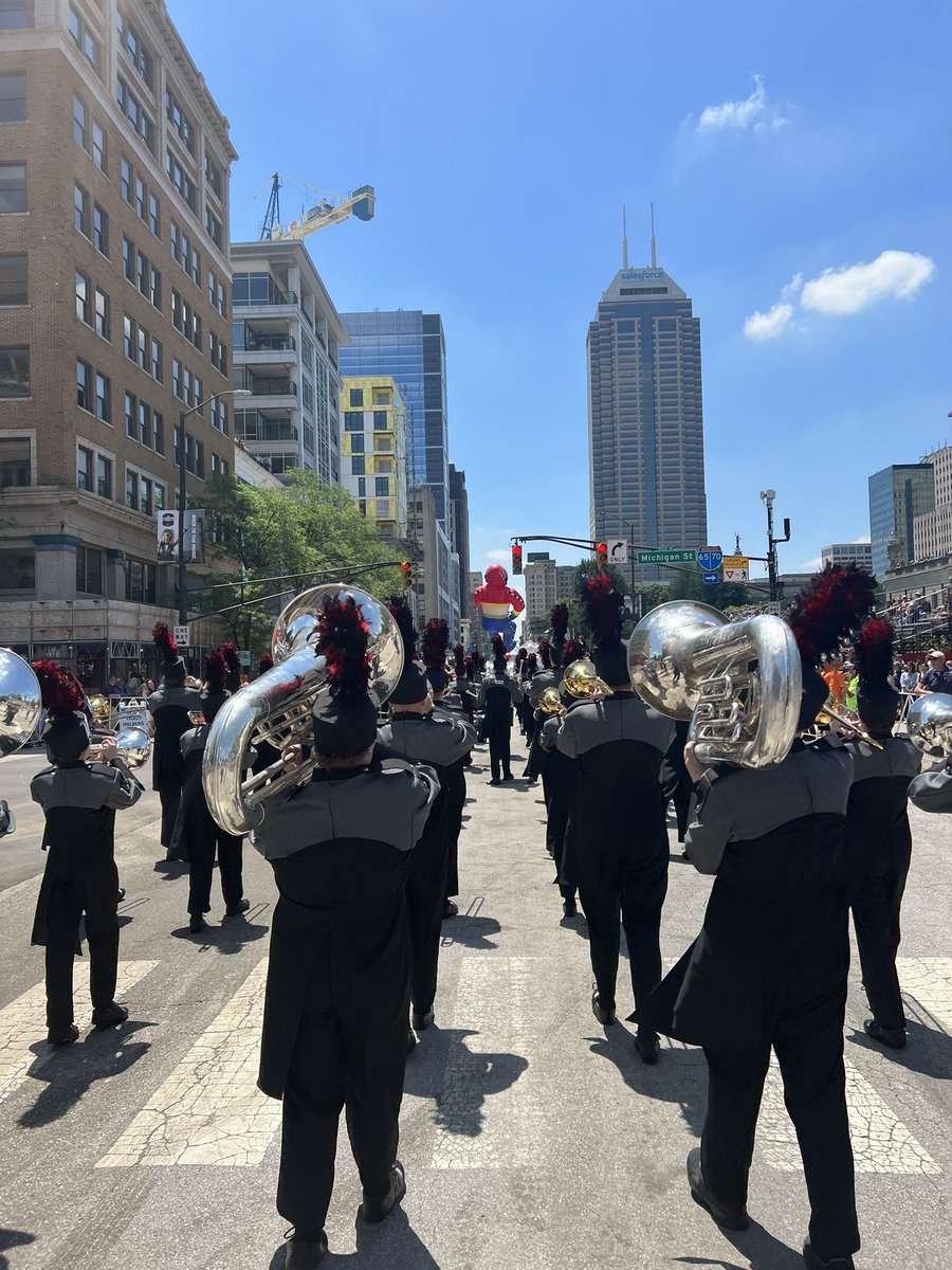 portagebands's tweet photo. Pride of Portage Marching Band in Indianapolis! 500 Festival Parade. #portageproud #HTNM https://t.co/3ADMn5NPnz