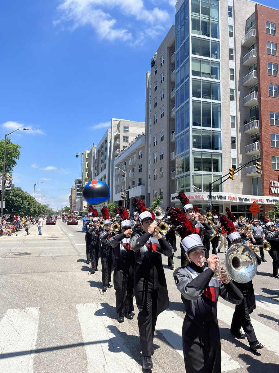 portagebands's tweet photo. Pride of Portage Marching Band in Indianapolis! 500 Festival Parade. #portageproud #HTNM https://t.co/3ADMn5NPnz