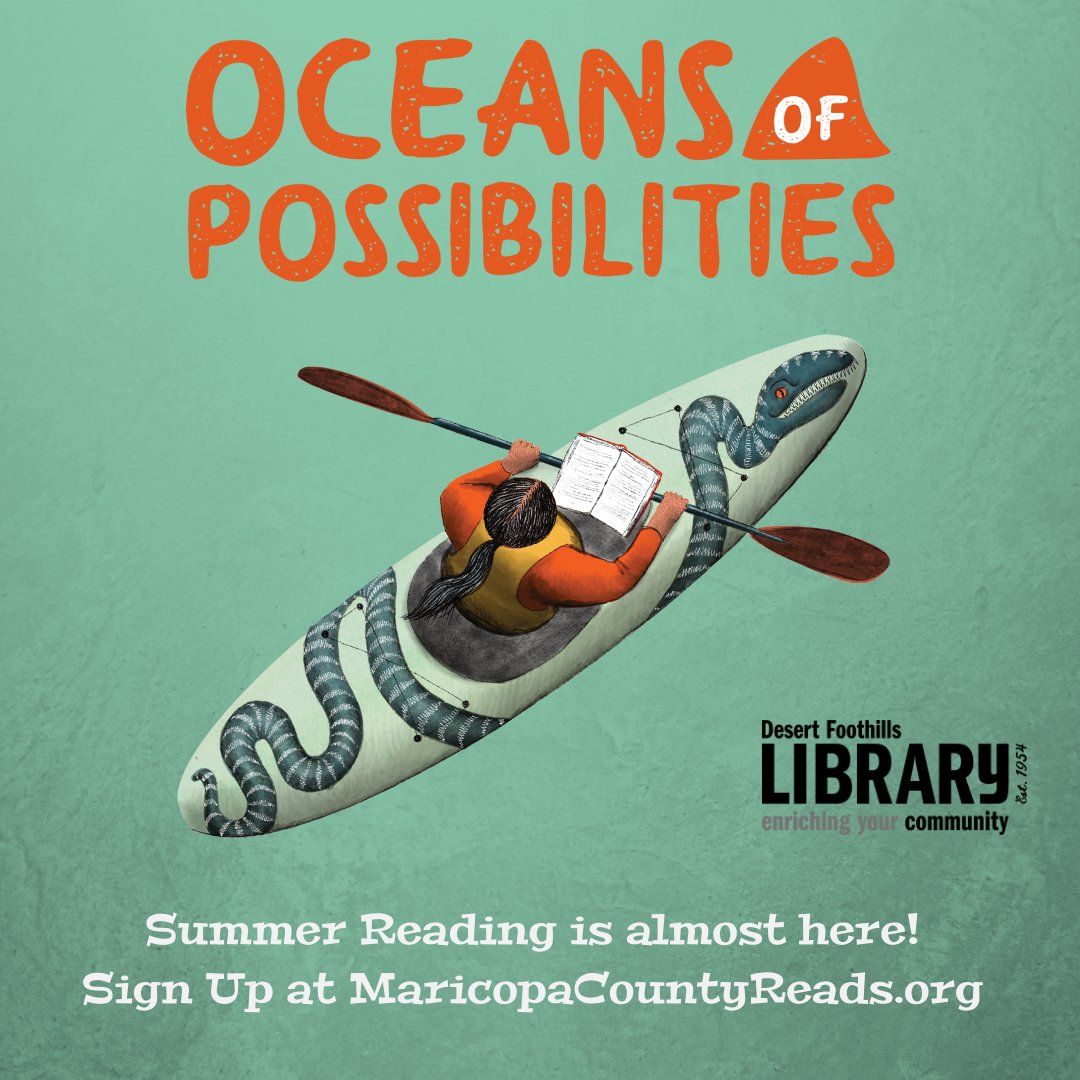 DFLibraryAZ's tweet photo. Your library is an Ocean of Possibilities this summer! Summer Reading ‘22 is all about the ocean and YOU. It’ll be a voyage, but you just might pick up some treasure along the way. 🏆 Get ready to set sail by signing up today at https://t.co/zlHinZcSRx
#EnrichingYourCommunity https://t.co/0r9ZVu6bEz