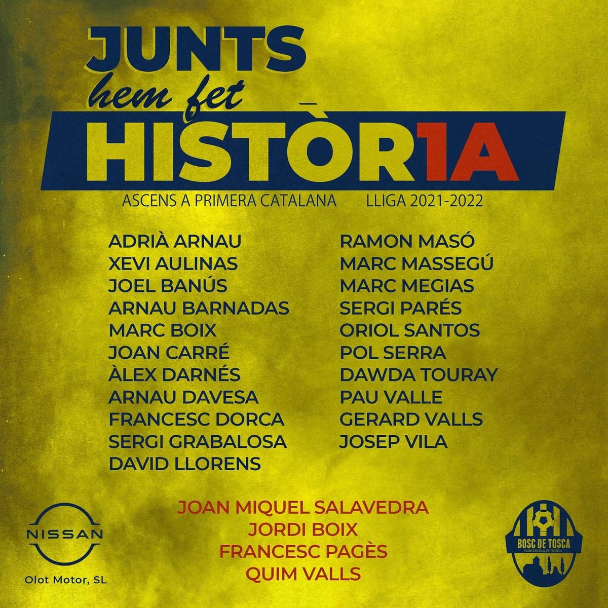 cefboscdetosca's tweet photo. 💛 SOM A DE PRIMERA 💙

Recordeu cadascun d'aquests noms. La història és seva. L'alegria és compartida. El tractor ha arrencat i ningú l'ha parat. PRIMERA, ja venim! https://t.co/fy7YqyYNVT