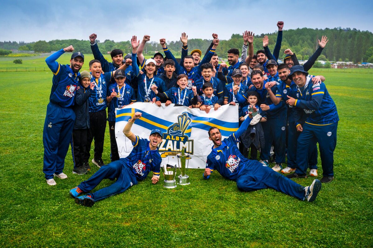 EuropeanCricket's tweet photo. 🏆 CHAMPIONS!! Alby Zalmi defend their @FanCode ECS Sweden Stockholm title with a win over Botkyrka 💥

@Swedish_Cricket  | @AlbyCricket 

#EuropeanCricketSeries #CricketInSweden https://t.co/FHPLpJpinF