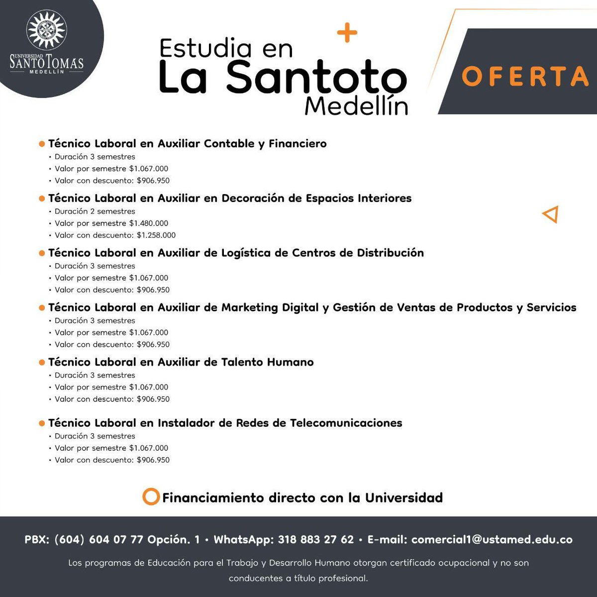 santotomed's tweet photo. Nuestra oferta académica se amplió. 😃 Ahora también contamos con técnicas laborales. ¡Estudia con nosotros! Inscripción gratuita.🧑‍🏫👨‍🏫👩‍🎓🧑‍🎓

#Santotomed #SantotoMedellin #UniversidadSantoTomas #OrgulosamenteTomasinos #LaSantoto #UstaMed #UstaMedellín https://t.co/YsTG4P8j71